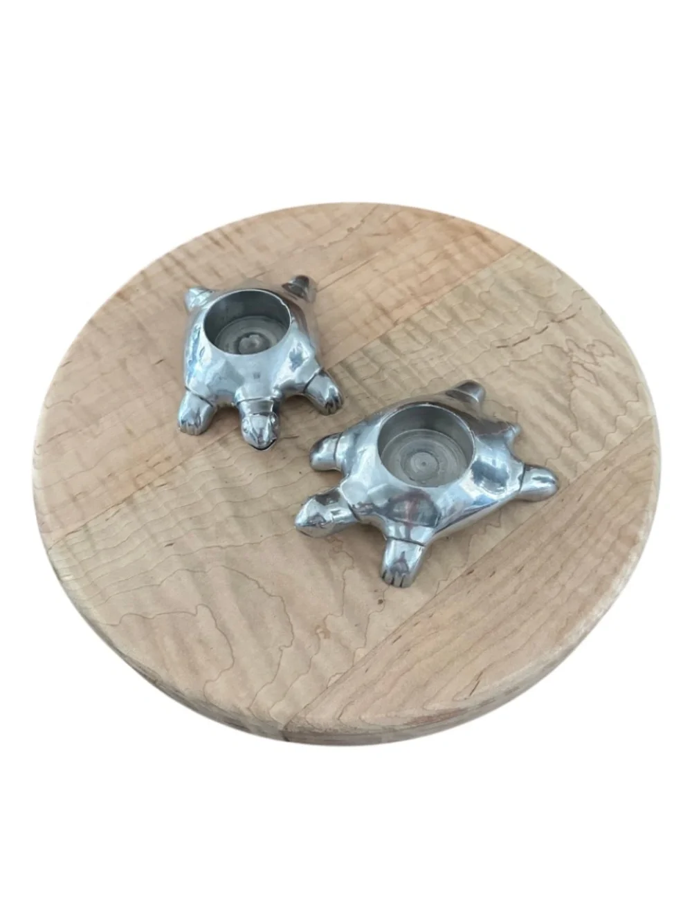 Restoration Hardware Turtle Tealight Holders Silver Metal Set of 2 Coastal Decor